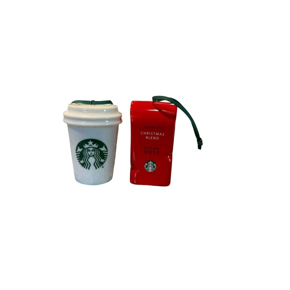 Starbucks Christmas Blend Vintage 2016 Ceramic Coffee Cup Ornament Set